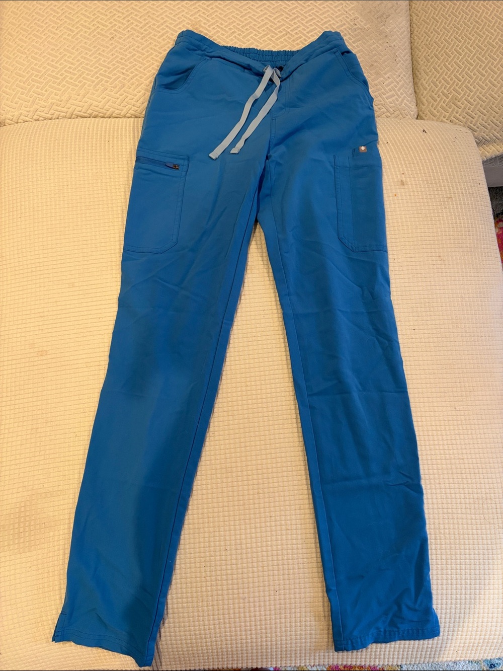 Figs Light Blue  Yola Cargo Pants with Drawstring